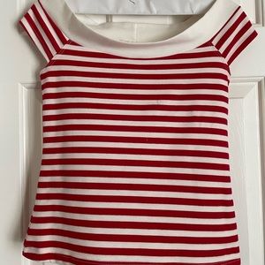 Bettie Page off the shoulder pinup stripe top: size large .